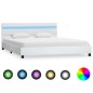 vidaXL Estructura de cama con LED cuero sintético blanco 160x200 cm