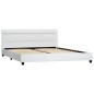 vidaXL Estructura de cama con LED cuero sintético blanco 160x200 cm