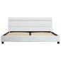 vidaXL Estructura de cama con LED cuero sintético blanco 160x200 cm