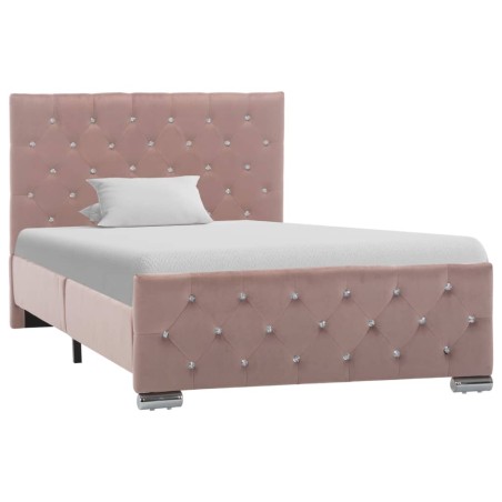 vidaXL Estructura de cama de terciopelo rosa 100x200 cm