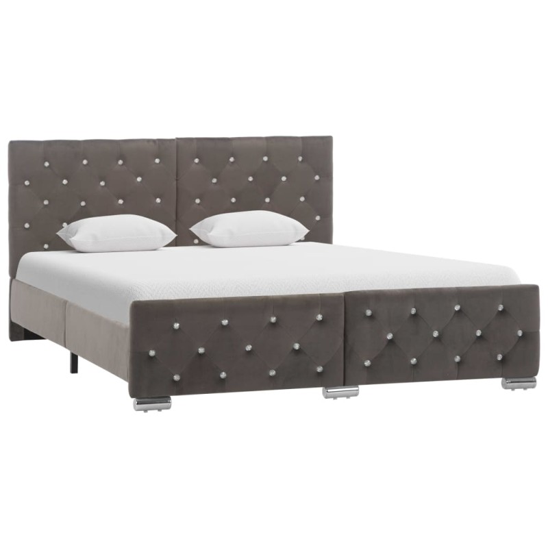 vidaXL Estructura de cama de terciopelo gris 140x200 cm vidaXL Estructura de cama de terciopelo gris 140x200 cm