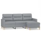 vidaXL Sofá de 3 plazas con taburete de tela gris claro 180 cm vidaXL Sofá de 3 plazas con taburete de tela gris claro 180 cm
