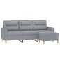 vidaXL Sofá de 3 plazas con taburete de tela gris claro 180 cm vidaXL Sofá de 3 plazas con taburete de tela gris claro 180 cm
