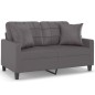 vidaXL Sofá de 2 plazas con cojines cuero sintético gris 120 cm vidaXL Sofá de 2 plazas con cojines cuero sintético gris 120 cm