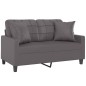 vidaXL Sofá de 2 plazas con cojines cuero sintético gris 120 cm vidaXL Sofá de 2 plazas con cojines cuero sintético gris 120 cm