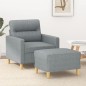 vidaXL Sillón con taburete tela gris claro 60 cm vidaXL Sillón con taburete tela gris claro 60 cm