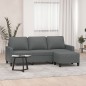 vidaXL Sofá de 3 plazas con taburete de tela gris oscuro 180 cm vidaXL Sofá de 3 plazas con taburete de tela gris oscuro 180 cm