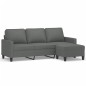 vidaXL Sofá de 3 plazas con taburete de tela gris oscuro 180 cm vidaXL Sofá de 3 plazas con taburete de tela gris oscuro 180 cm
