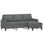 vidaXL Sofá de 3 plazas con taburete de tela gris oscuro 180 cm vidaXL Sofá de 3 plazas con taburete de tela gris oscuro 180 cm