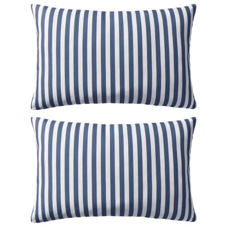 vidaXL Cojines para exterior a rayas 60x40 cm azul marino 2 unidades