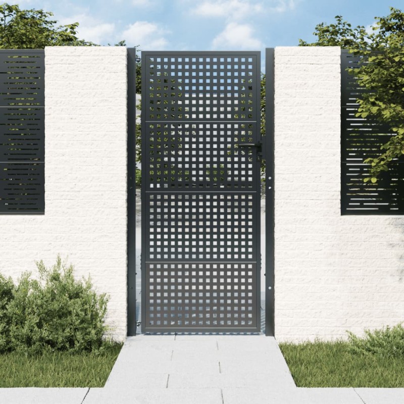 vidaXL Puerta de jardín acero gris antracita 105x225 cm vidaXL Puerta de jardín acero gris antracita 105x225 cm