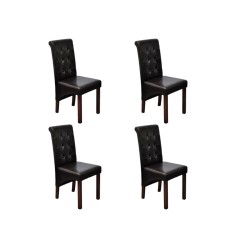 vidaXL Sillas de comedor 4 unidades cuero sintético marrón
