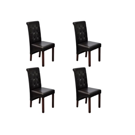 vidaXL Sillas de comedor 4 unidades cuero sintético marrón