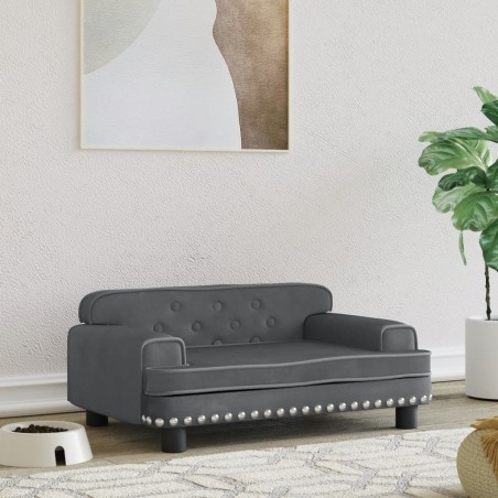 vidaXL Cama para perros de terciopelo gris oscuro 70x45x30 cm