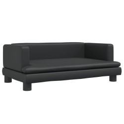 vidaXL Cama para perros de cuero sintético negra 80x45x30 cm