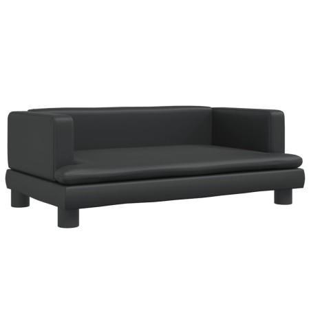 vidaXL Cama para perros de cuero sintético negra 80x45x30 cm