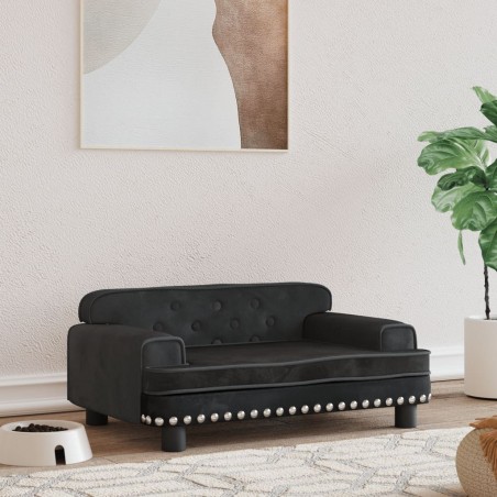 vidaXL Cama para perros de terciopelo negra 70x45x30 cm