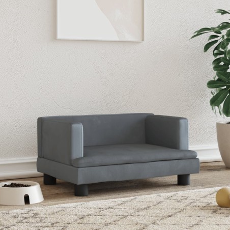 vidaXL Cama para perros de terciopelo gris oscuro 60x40x30 cm