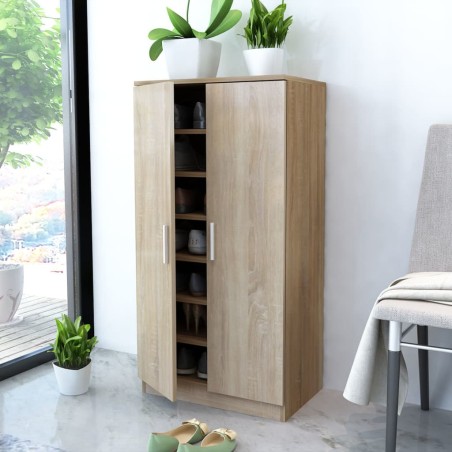 vidaXL Mueble zapatero con 7 estantes color roble
