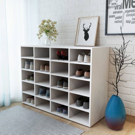 vidaXL Zapatero de madera contrachapada blanco 92x30x67,5 cm