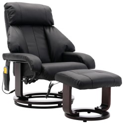 vidaXL Sillón de masaje reclinable de TV cuero sintético negro