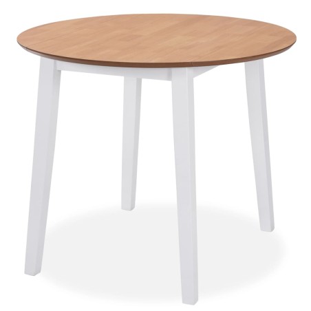 vidaXL Juego de comedor de MDF y madera de caucho 5 piezas blanco