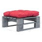 vidaXL Otomana de palés para jardín madera gris y cojín rojo