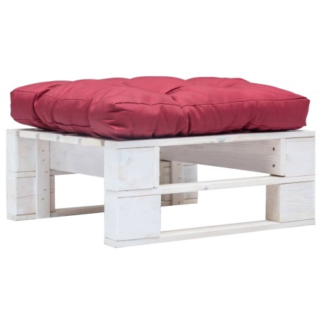 vidaXL Otomana de palets de jardín con cojín rojo madera blanca