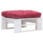 vidaXL Otomana de palets de jardín con cojín rojo madera blanca vidaXL Otomana de palets de jardín con cojín rojo madera blanca
