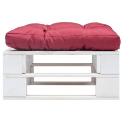 vidaXL Otomana de palets de jardín con cojín rojo madera blanca