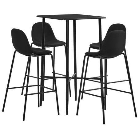 vidaXL Juego de mesa alta y taburetes 5 piezas tela negra