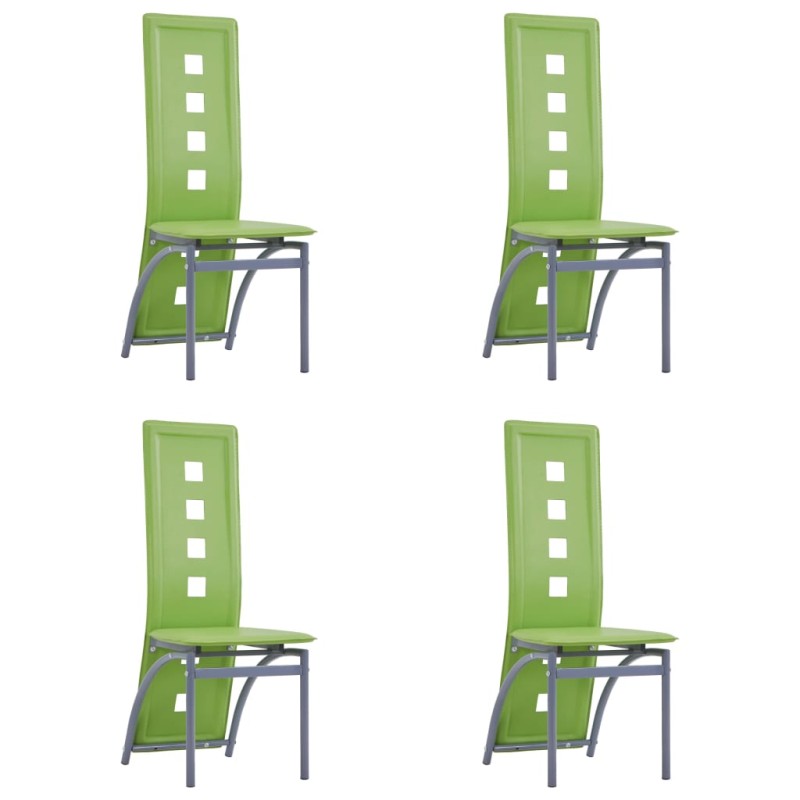 vidaXL Sillas de comedor 4 unidades cuero sintético verde