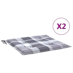 vidaXL Cojines de silla de jardín 2 uds tela a cuadros gris 40x40x3 cm