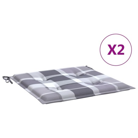 vidaXL Cojines de silla de jardín 2 uds tela a cuadros gris 40x40x3 cm