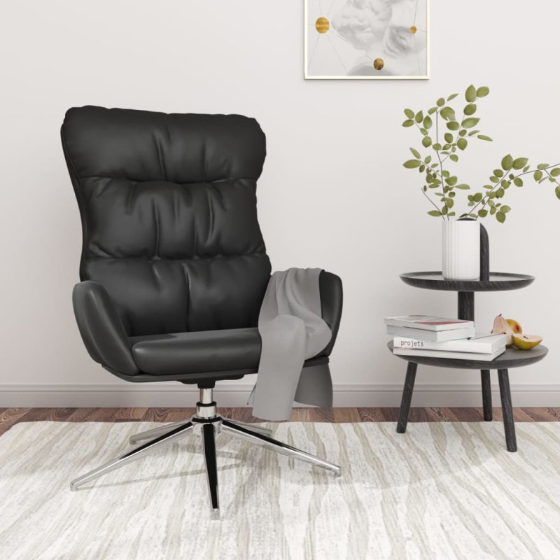 vidaXL Sillón de relax de cuero auténtico negro vidaXL Sillón de relax de cuero auténtico negro