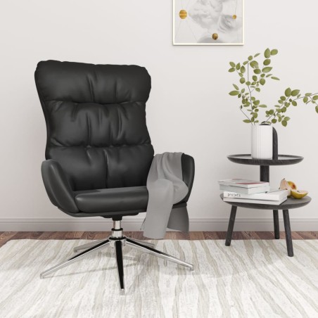 vidaXL Sillón de relax de cuero auténtico negro