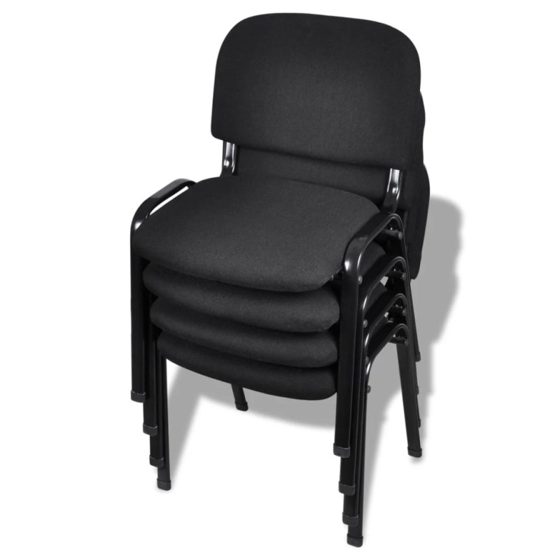 vidaXL Sillas de oficina apilables 4 piezas de tela negra vidaXL Sillas de oficina apilables 4 piezas de tela negra
