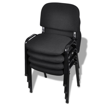 vidaXL Sillas de oficina apilables 4 piezas de tela negra