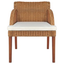 vidaXL Silla de comedor con cojín ratán natural marrón claro