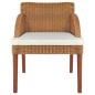 vidaXL Silla de comedor con cojín ratán natural marrón claro