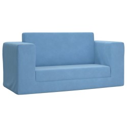 vidaXL Sofá cama infantil 2 plazas felpa suave azul