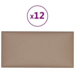 vidaXL Paneles de pared 12 uds cuero PE capuchino 30x15 cm 0,54 m²
