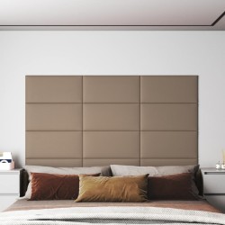 vidaXL Paneles de pared 12 uds cuero PE capuchino 60x30 cm 2,16 m²
