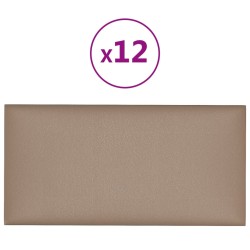 vidaXL Paneles de pared 12 uds cuero PE capuchino 60x30 cm 2,16 m²