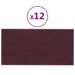 vidaXL Paneles de pared 12 uds tela morado 60x30 cm 2,16 m²