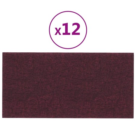 vidaXL Paneles de pared 12 uds tela morado 60x30 cm 2,16 m²