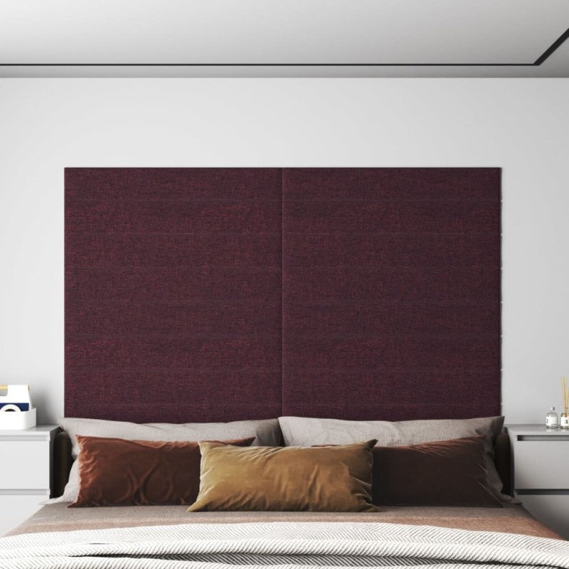 vidaXL Paneles de pared 12 uds tela morado 90x15 cm 1,62 m² vidaXL Paneles de pared 12 uds tela morado 90x15 cm 1,62 m²