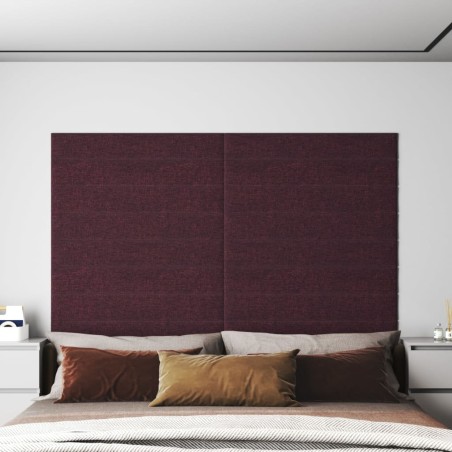 vidaXL Paneles de pared 12 uds tela morado 90x15 cm 1,62 m²