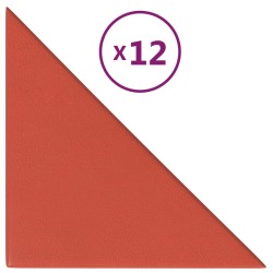vidaXL Paneles de pared 12 uds cuero sintético rojo 30x30 cm 0,54 m²