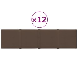 vidaXL Paneles de pared 12 uds tela marrón 60x15 cm 1,08 m²